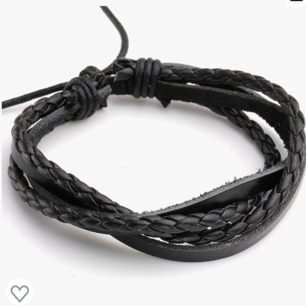 Adjustable Black Braided leather bracelet for both men and women